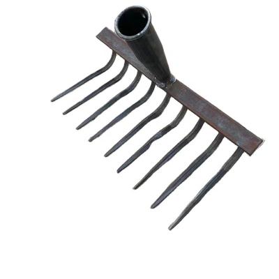 China Eco-friendly Nine-tooth hoe weeding rake reinforcement double-layer welded garden manganese steel hoe agricultural grass basket loose soil for sale