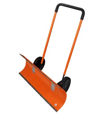 China Reversible head with 2 wheels rolling snow pusher with wheels and steel handle snow shovel suitable for driveway or sidewalk clearing 37.8