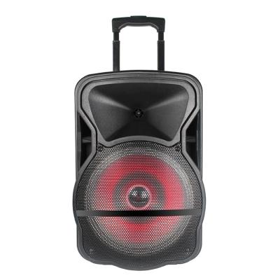 China EZCast Outdoor Karaoke Cart Speaker 15 Inch Classic Party Karaoke Wireless FM BT Rechargeable Portable Speaker With USB Port for sale