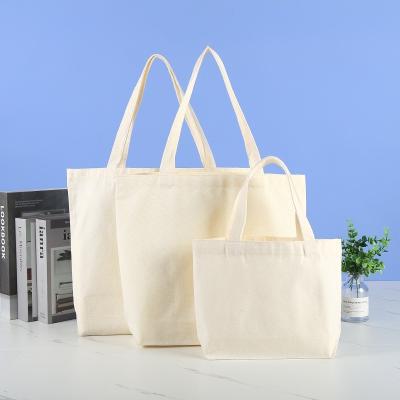 China Fashion Shoulder Gift Canvas Cotton Canvas Shopping Bag Portable Custom White Student White Handled Carry Bag for sale