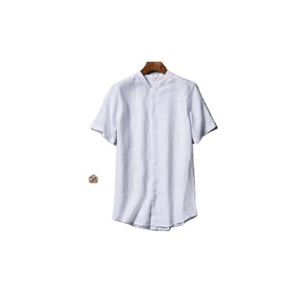 China Men's Breathable Shirts Short Sleeve Casual Custom Canvas Fit Neck Intellectual Button For Canvas Men's T-shirt for sale