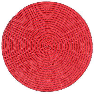 China 2022 Viable New Non-Slip Round Washable Red PVC Place Mat Place Mat Polypropylene Dining Table Mat for sale