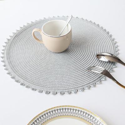 China New Polyethylene PP Area Rug Durable Washable Round Woven Heat Resistant Non-Slip Place Mat for sale