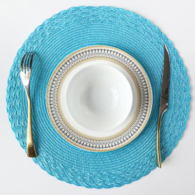 China 2022 Viable New Polypropylene Round Washable Heat Resistant Dining Table Place Mat Woven Place Mat for sale