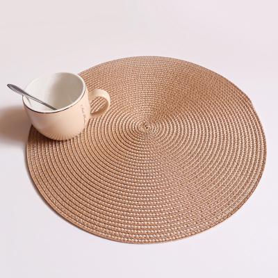 China 2022 New Viable Washable Round Woven Place Mats PP Place Mat Cover 6 Pieces Pack PVC Place Mats For Dining Table for sale