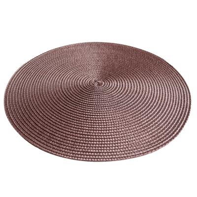 China Polypropylene Sustainable Round Woven Place Mat , PVC Heat Resistant Non Slip Woven Place Mat Round Dining Mat for sale