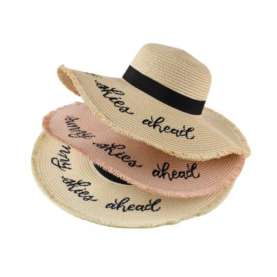 China Fashion \ Women Large Version Straw Hat Summer Sun Visor Sun Protection Beach Comfortable Outdoor Travel Embroidered Summer Hat Large \ Durable for sale