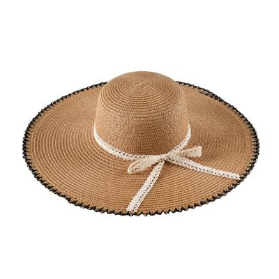 China Fashion \ Best Price Comfortable \ Durable Wholesale Fashion Women 2022 Brim Straw Hat Foldable Sun Hat Summer Bowknot Beach Hat for sale