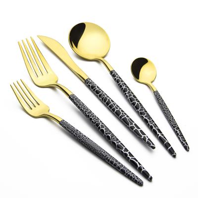 China Viable Hot Sale Stainless Steel Knife Fork Spoon Fork Flatware Cutlery Set Black Marble Workable for sale