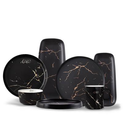 China White Marbling Ceramic Dishes Wedding Tableware Gold Porcelain Charger Viable Wholesale for sale