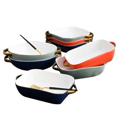 China Viable ready to ship ceramic bakeware cheap ceramic baking dish ceramic baking dishes for sale