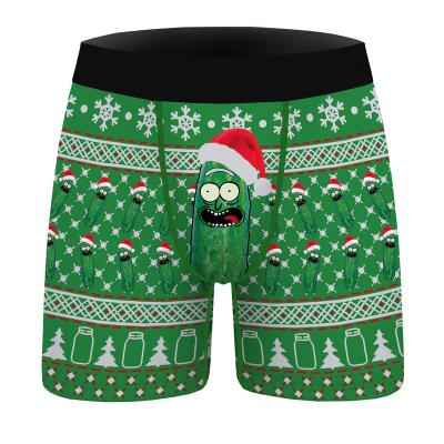 China New fashionable underwear Christmas costumes printed men's fashion polyester breathable underwear wear boxer sterile comfortable sexy inner briefs for sale