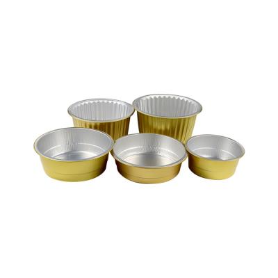 China Various Sizes Easy Clean Gold Household Baking Grill Round Aluminum Foil Cans for sale