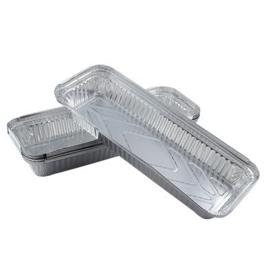 China Kitchen Use 1350ml Square Aluminum Foil Trays Aluminum Foil Food Grade Aluminum Food Container Container With Plastic Lid for sale