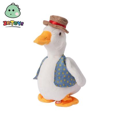 China DIY TOY Zhiqu Toys Popular Funny Small Duck Toy Electric Battery Walking Little Repeating Duck Plush Talking Toy for sale