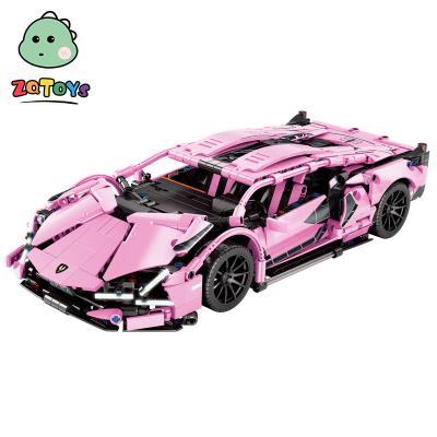 China Construction Toy Zhiqu Toys Building Block Set With Remote Control Pink Racing Bricks DIY Toy Car Building Blocks Sports Toys For Kids Girl Gift for sale