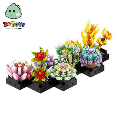 China Educational Toy Zhiqu Toys ABS Block MOC Parts Mini Puzzle Building Blocks Bricks Building Plant Succulents Plastic DIY Desktop Potted Plant for sale