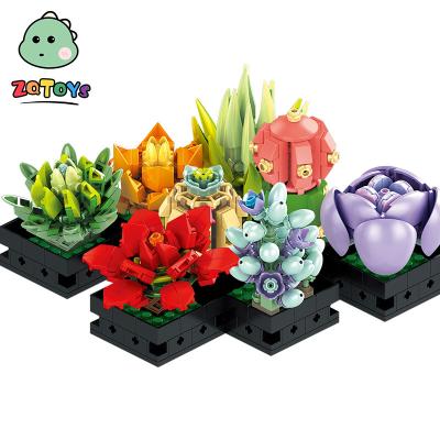 China Toy Zhiqu Toys Flower Bouquet Decoration DIY Kit Bricks Toys Girls Gift Succulents Plant Building Block Bonsai Orchid Building Block for sale