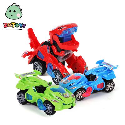 China Light/Music/Vibe Zhiqu Toys Truck Dynamic Toy Dinosaur Light Music Deformation Dinosaur Toy Car Universal Deformation Dinosaur Tank For Boys for sale