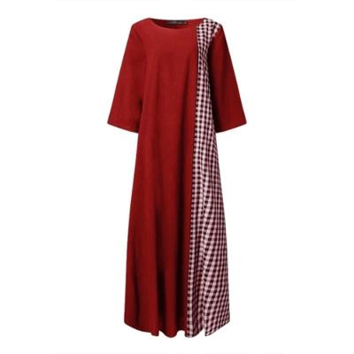 China Anti-wrinkle Autumn 2021 European and American cotton and canvas loose casual dresses plus size women's dresses long dresses for sale