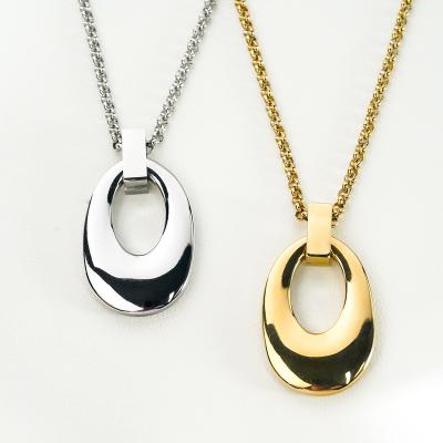 China Fashion Chunky Stylish Gold Plated Round Stainless Steel Pendant Chain Necklaces for sale