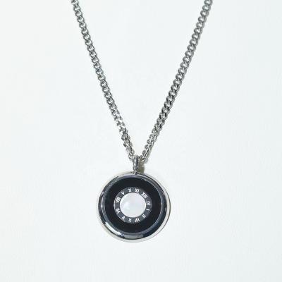 China Trendy Circle Pendants Long Chain Stainless Steel Fashion Jewelry Pearlescent Necklaces for sale