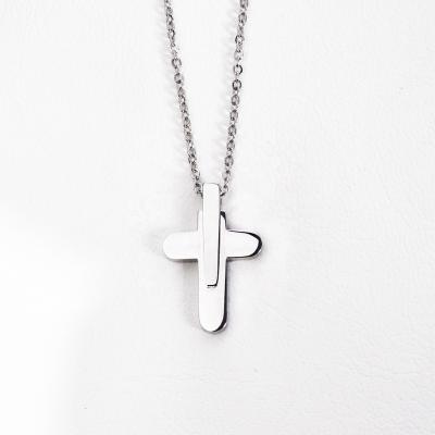 China Modern Design Trendy Simple Pendants Stainless Steel Cross Chain Necklaces Fashion Jewelry for sale