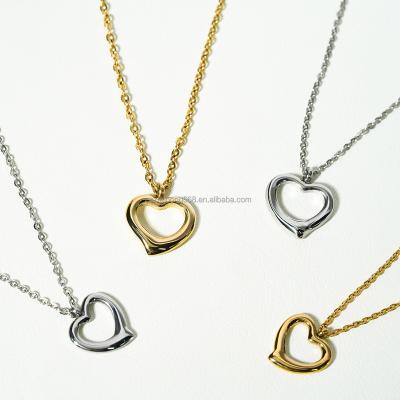 China TRENDY Simple Gold Plated Heart Stainless Steel Pendant Chain Necklaces Fashion Women Jewelry for sale