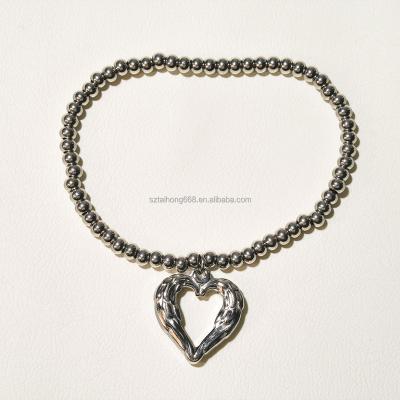 China Cute Cute Girl Style Wing Heart Charms Stainless Steel Strand Bracelets For Women Jewelry for sale