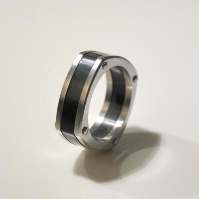 China Unique Trendy Punk Square Shape Chunky Stainless Steel Wedding Band Punk Rings For Men for sale