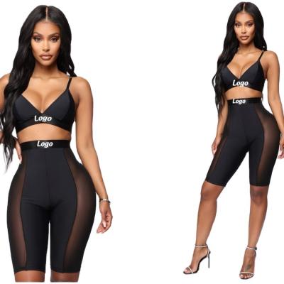 China Fashionable Wholesale Custom Made QUICK DRY Women's Sexy Club 2 Piece Mesh Street Wear Women Outfit for sale