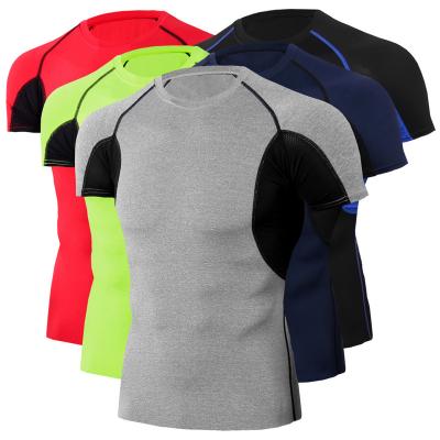 China High Quality QUICK DRY Men's Tight Sports Running T-Shirts Men's Summer Quick Dry Thin Fitness Stretch T-shirt Training for sale