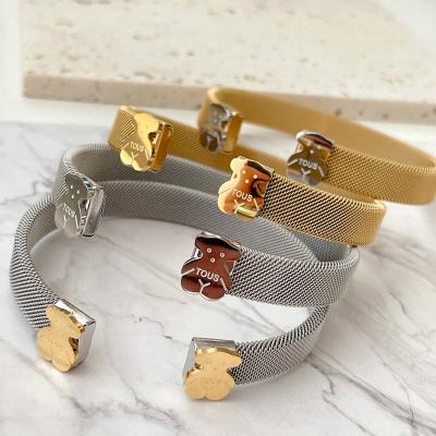 China 2022 punks latest stainless steel gold and sliver bear bangle for sale