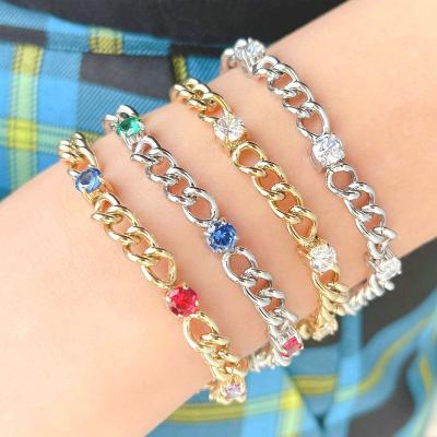 China 2022 Punk Fashion Zircon Charm Stainless Bracelet for sale