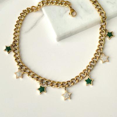 China 2022 Fashion Trendy Jewelry Stainless Steel Star Charm Necklace for sale