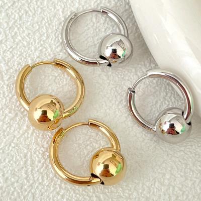 China 2022 new design TRENDY stainless steel gold ball circle earrings for woman for sale