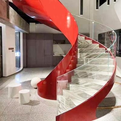 China JURUI Factory Direct Sale Stylish Style Modern Carbon Steel Curved Staircase Used Stair Tread Spiral Staircases Customized Stairs for sale