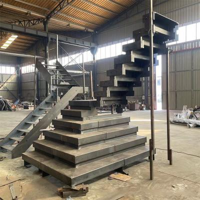 China JURUI factory direct sale carbon steel curved stair and modern glass used spiral stair tread stairs customized stair for sale