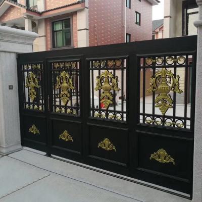 China JURUI factory direct sale modern custom or Smart design new standard aluminum door iron pipe design modern wrought iron swing gate for sale