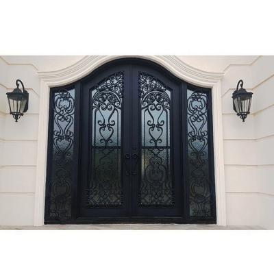 China JURUI Modern Factory Direct Sale Custom Design Front Entry House Villa Residence Security Metal Iron / Aluminum Double Doors Smart Wrought for sale