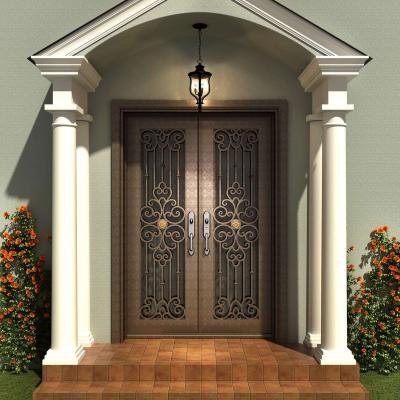 China JURUI Modern Factory Direct Sale Custom Design Home Villa Residence Security Metal/Aluminum Wrought Iron With Smart Glass Front Entry Doors for sale