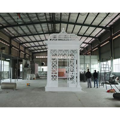 China Easy Assemble JURUI Factory Direct Sale Outdoor Garden Villa Green Wrought Iron Pavilion Green Iron House for sale