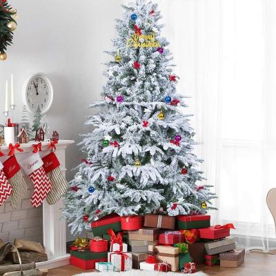 China Different Style And Different Size 120cm-300cm Premium Flocked Hinged Artificial Christmas Pine With Snow for sale