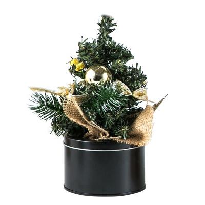 China Amazon Hot Sale Color Iron Basin 18cm Mini Christmas Artificial Christmas Trees for sale