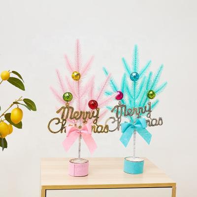 China New Style Mini 41cm PET Christmas Colorful Blue Pink Colorful Christmas Tree Decoration Material for sale