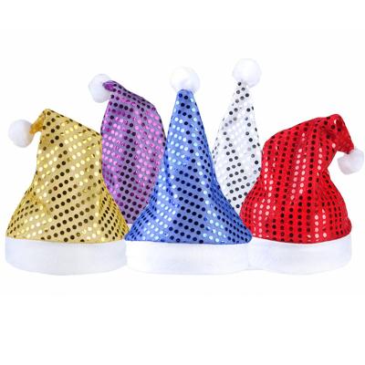 China 2021 Colorful Sequin Christmas Hats Christmas Party Supplies Sequin Decorative Christmas Hats for Kids Adults for sale