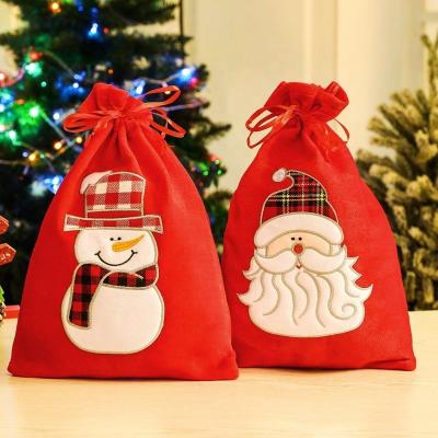 China New Style 30cm-70cm Christmas Santa Returns Red Velvet Faux Fur Christmas Gift Bags for sale