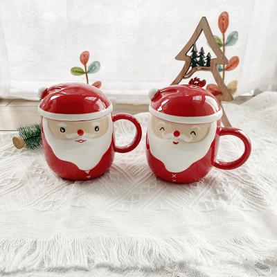 China Sustainable Hot Sale 450ml Santa Claus No-broken Shape Amazon Christmas Ceramic Mug for sale