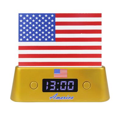 China Modern Acrylic USA Flags Picture Frame Motion Activated Table Desk Lamp Night Light Thermometer Clock Digital Gifts For Kids Birthday for sale