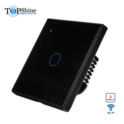 China Topshine waterproof design simple live line newly wiring Tuya APP EU UK 1 band wifi touch switch works with Amazon echo for sale